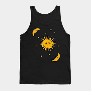 Sun moon and stars celestial night sky Tank Top